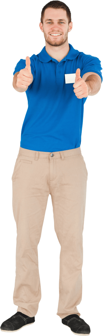Transparent Background Smiling Salesman Giving Thumbs Up