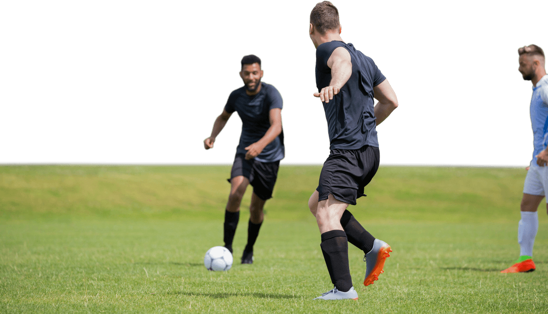 Diverse Football Players Engaging Match Transparent Background