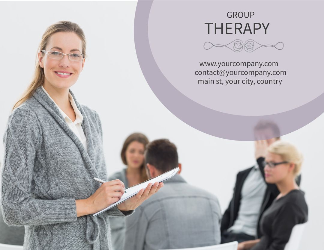 Smiling Therapist Leading Group Therapy Session Support