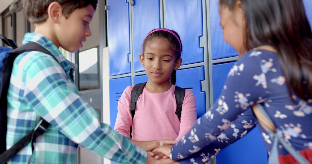 Children Unifying in School Corridor for Team Spirit