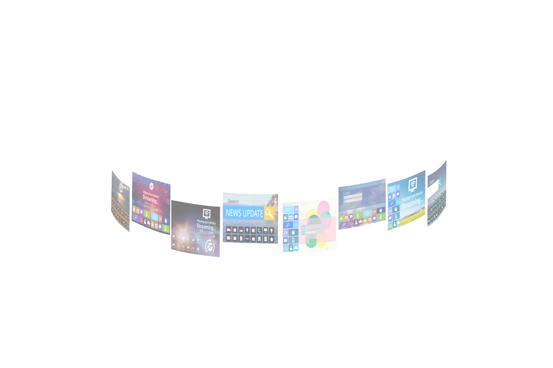 Collage of Transparent Digital Interface Screens