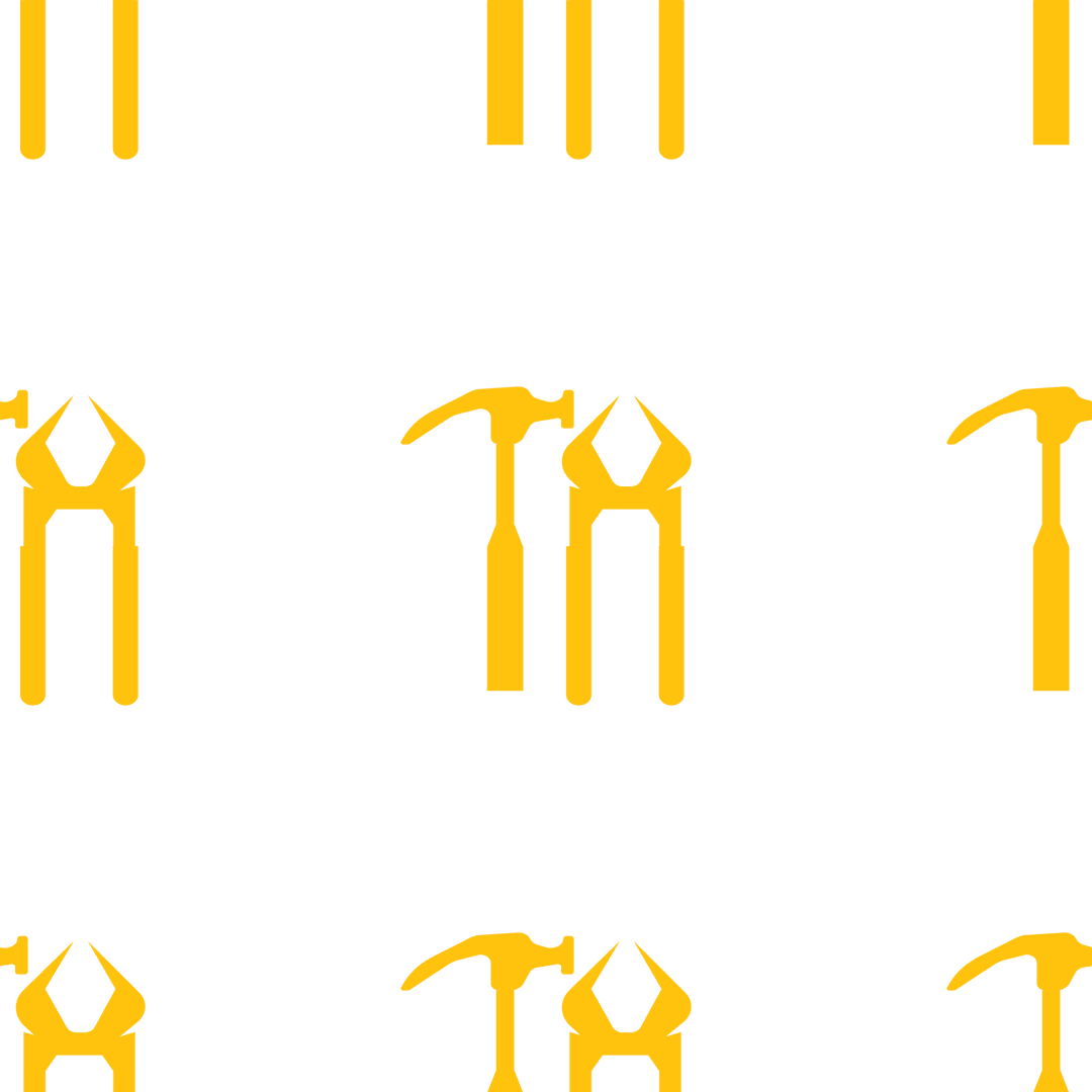 Yellow Hammer and Pincer Pattern on Transparent Background