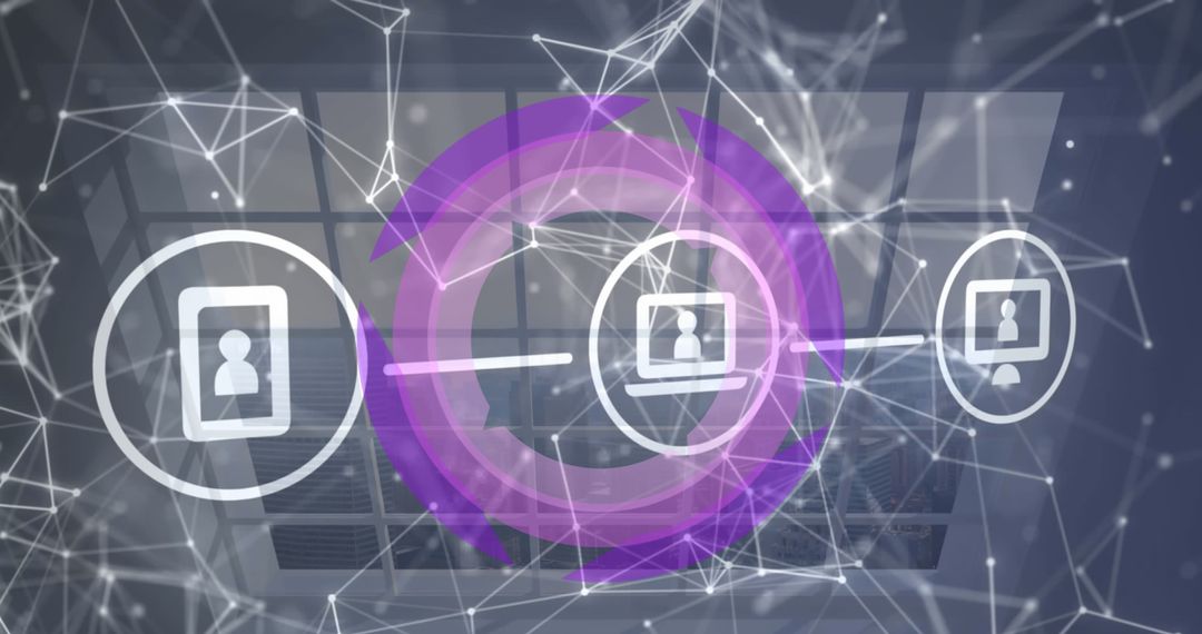 Abstract Digital Network with Interconnected User Icons