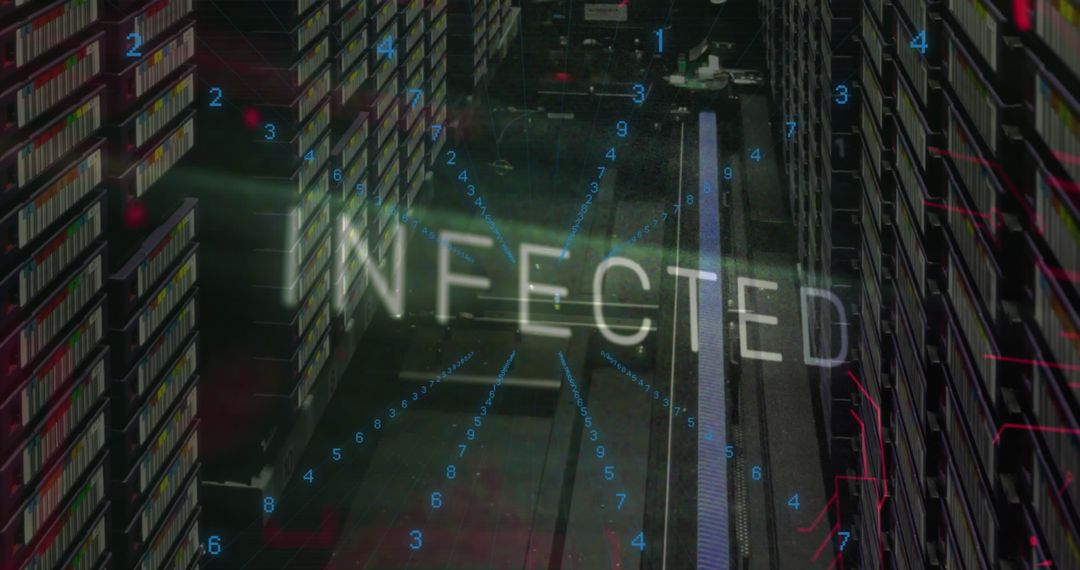 Cybersecurity Concept with 'Infected' Text Over Dataset