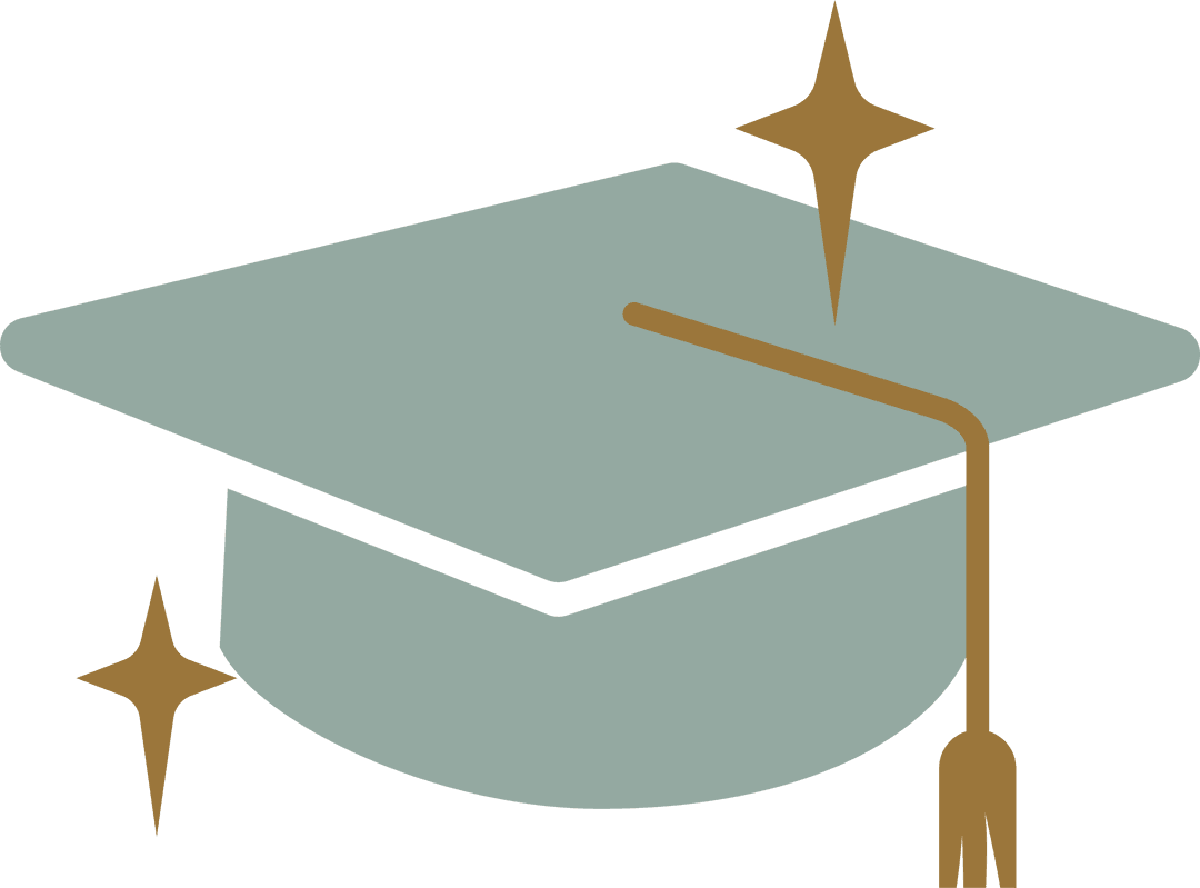 Transparent Graduation Cap Icon with Gold Accents