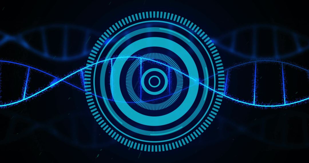 Futuristic Digital DNA Strand and Data Processing Visualization