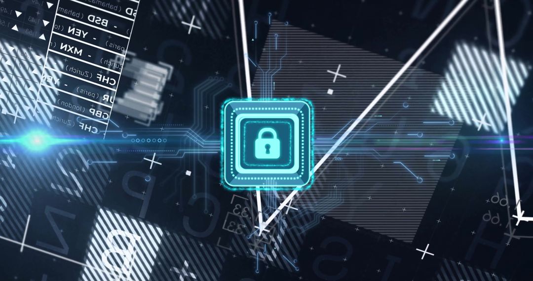 Cybersecurity Concept with Padlock Icon on Digital Interface