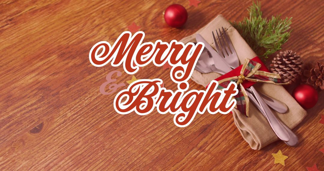 Festive Table Setting with Merry and Bright Message for Christmas