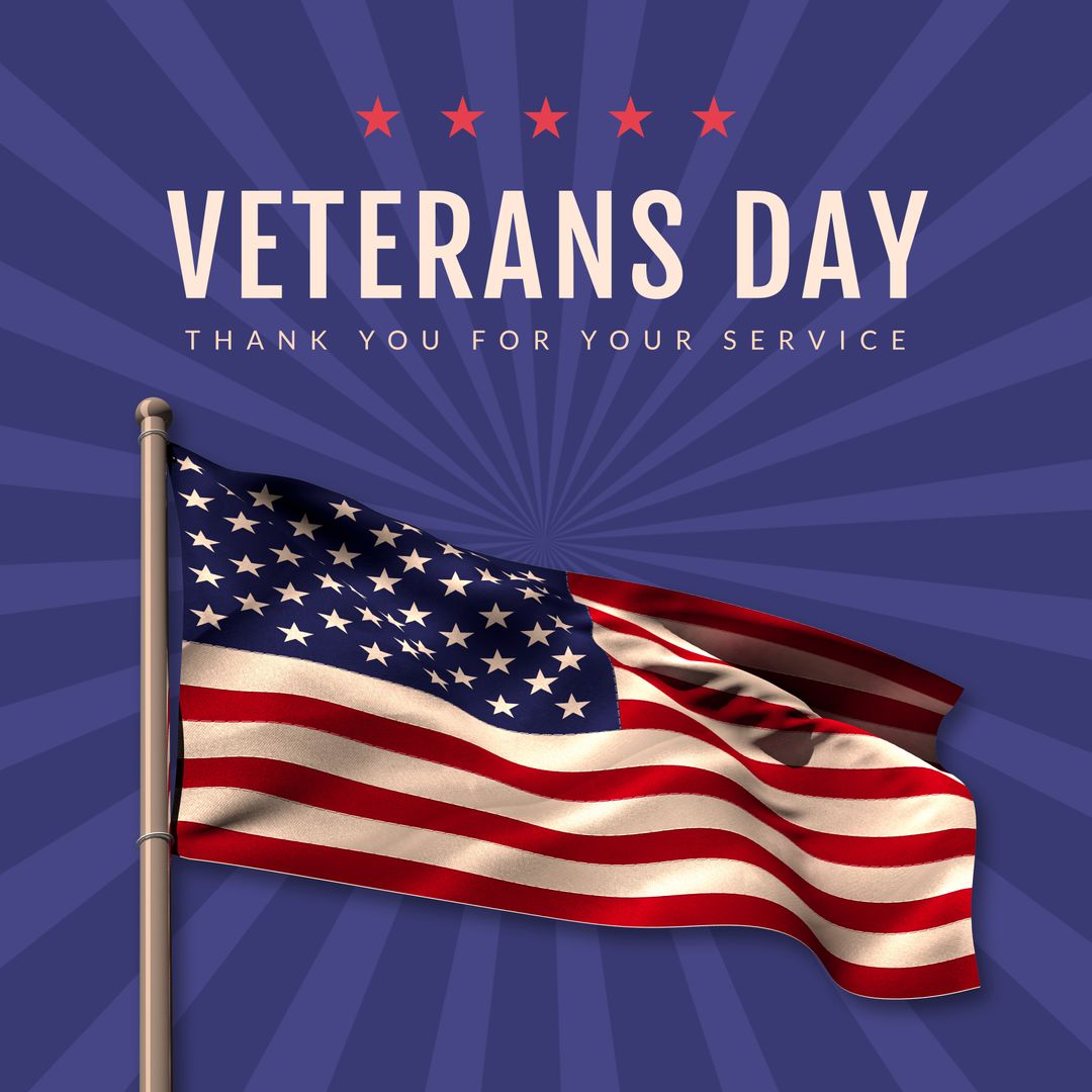 Veterans Day American Flag Tribute with Starburst Background