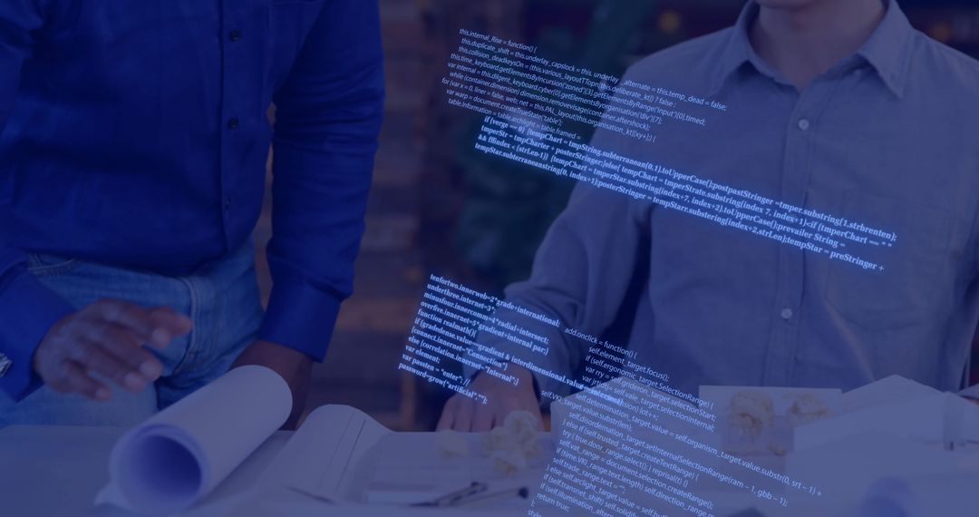 Business Team Collaborating on Data Processing in Office Setting