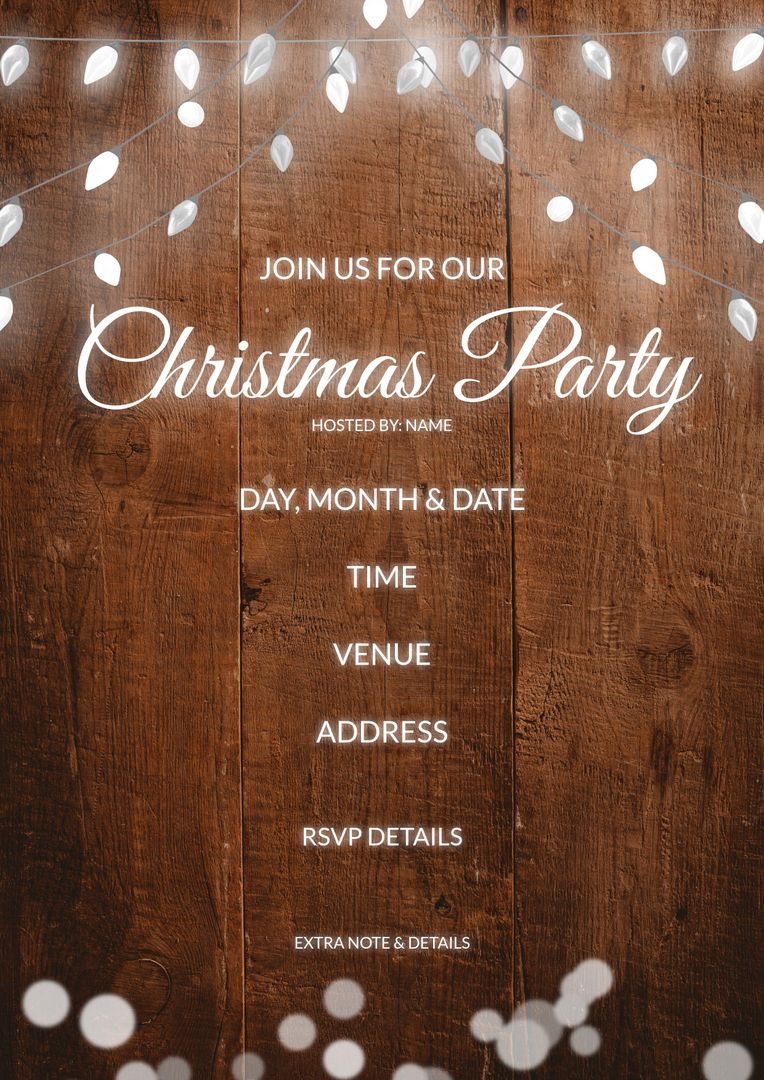 Rustic Christmas Party Invitation with String Lights - Download Free Stock Images Pikwizard.com