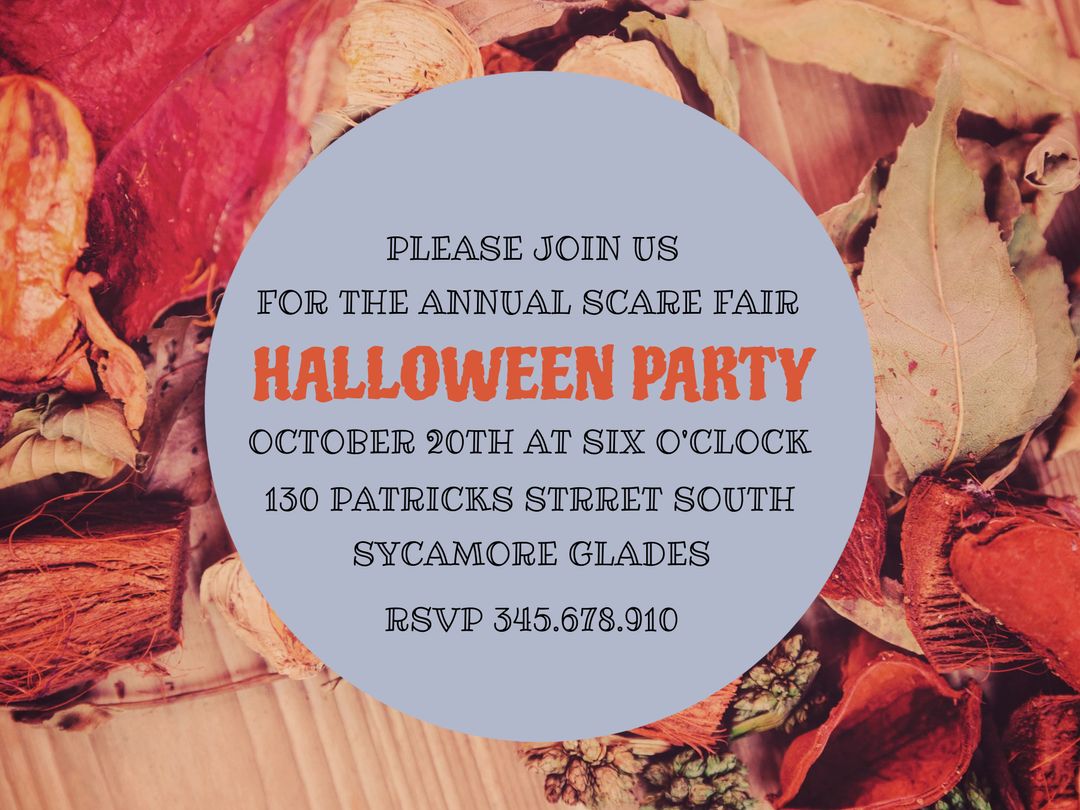 Autumn-inspired Halloween Party Invitation with Festive Fall Foliage