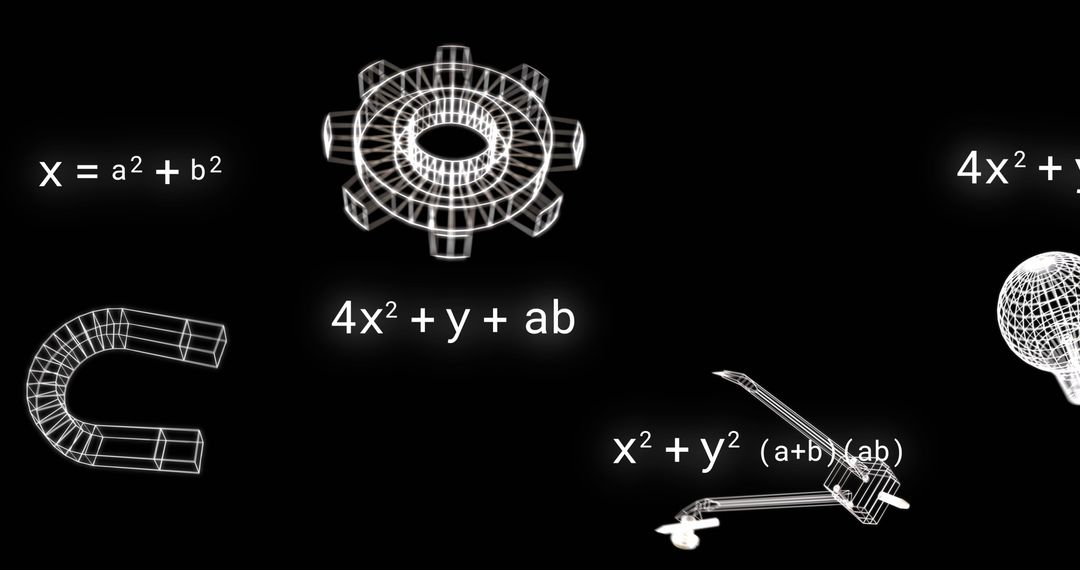 Mathematical Symbols Overlay on Digital Black Background