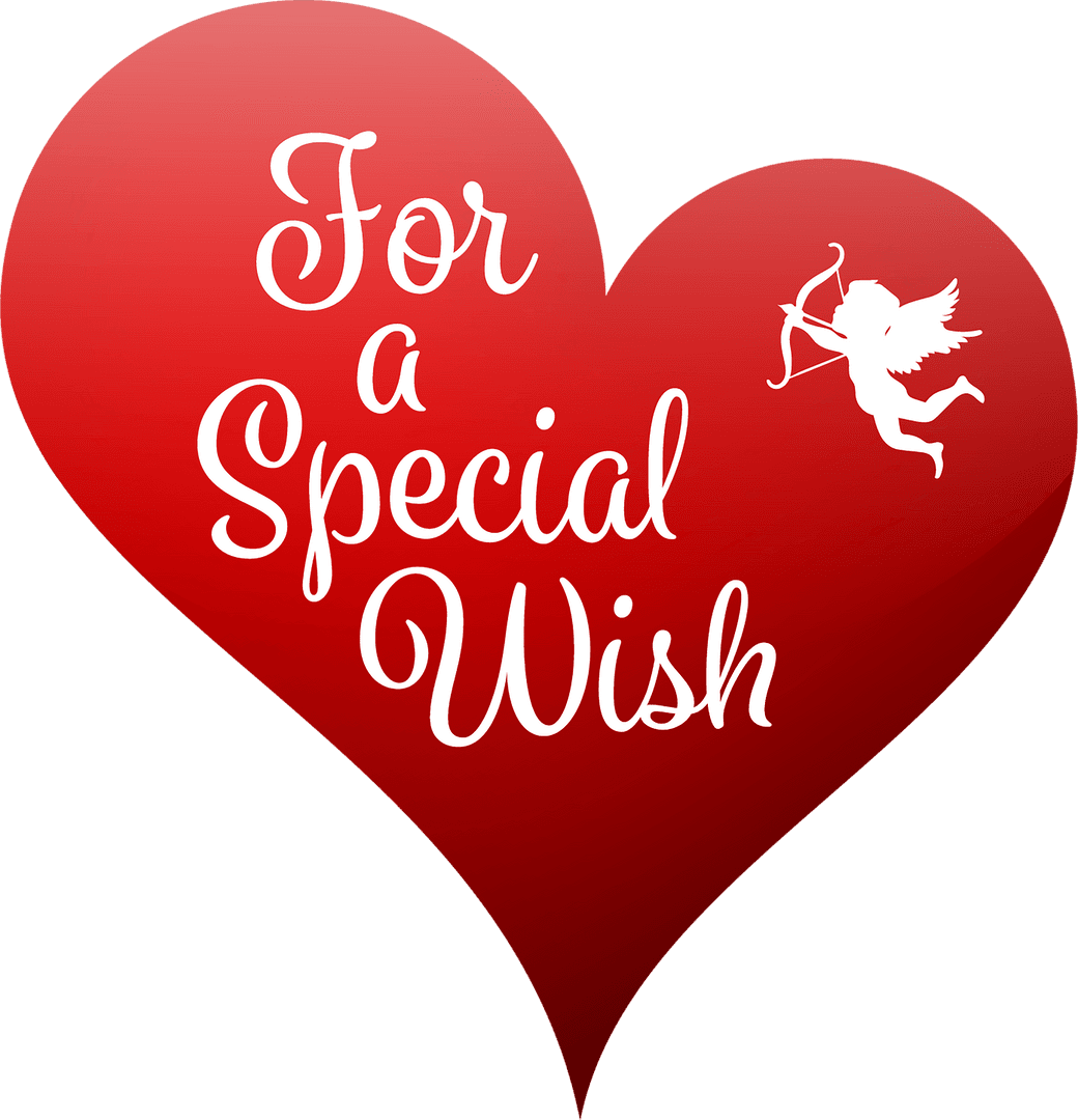 Transparent Heart with Special Wish Text and Cupid Illustration