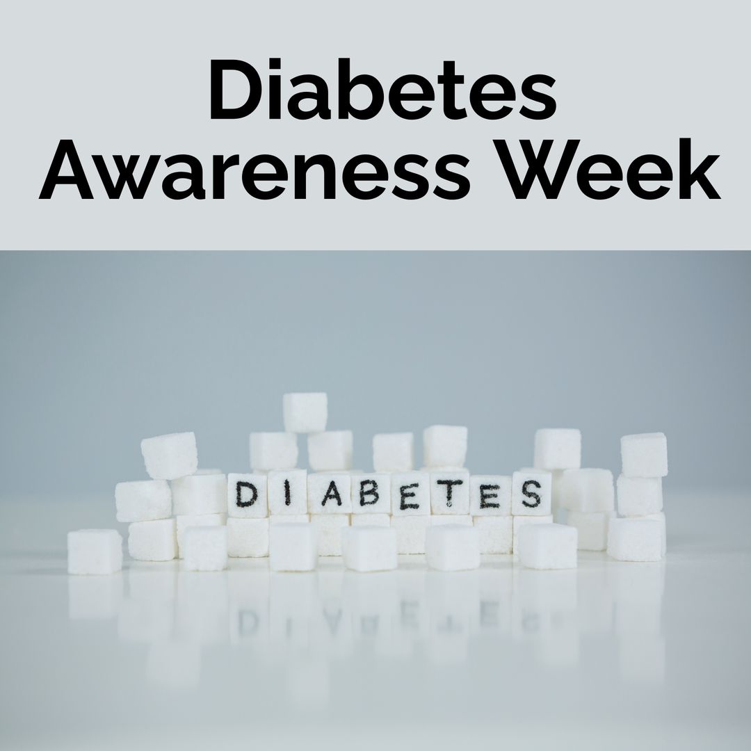 Diabetes Awareness Week with Sugar Cubes and Text