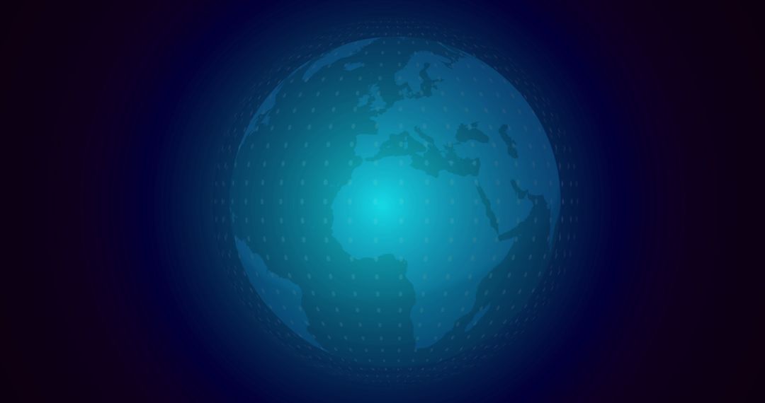 Digital Blue Globe with Binary Code on Dark Background