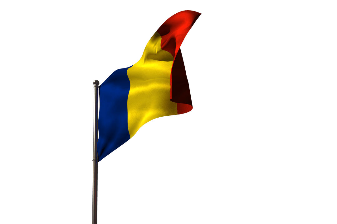 Romanian Flag Waving on Transparent Background Seasonal Use