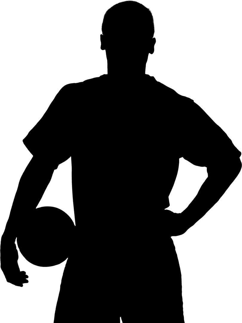 Silhouette of Sportsman Kicking Football on Transparent Background