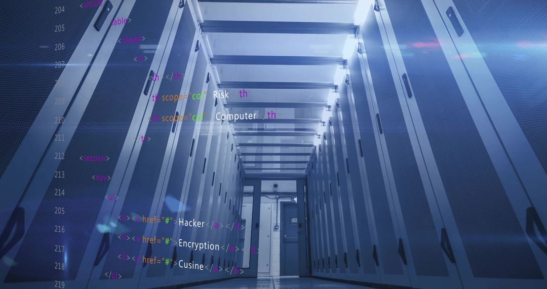 Computer code overlay on modern data center servers