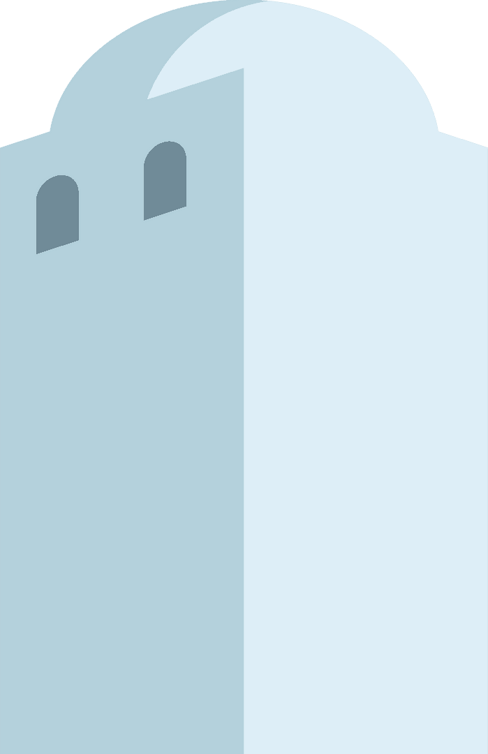 Transparent Minimalist Dome Building Design in Two-tone Blue