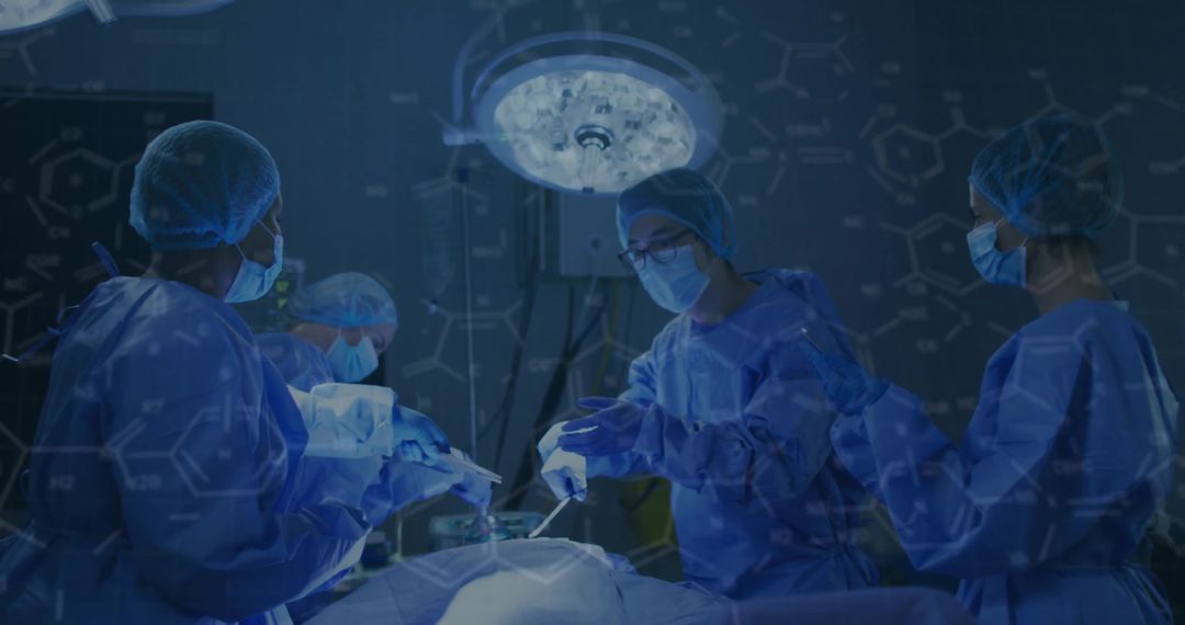 Surgical Team Performing Operation in High-Tech Operating Room