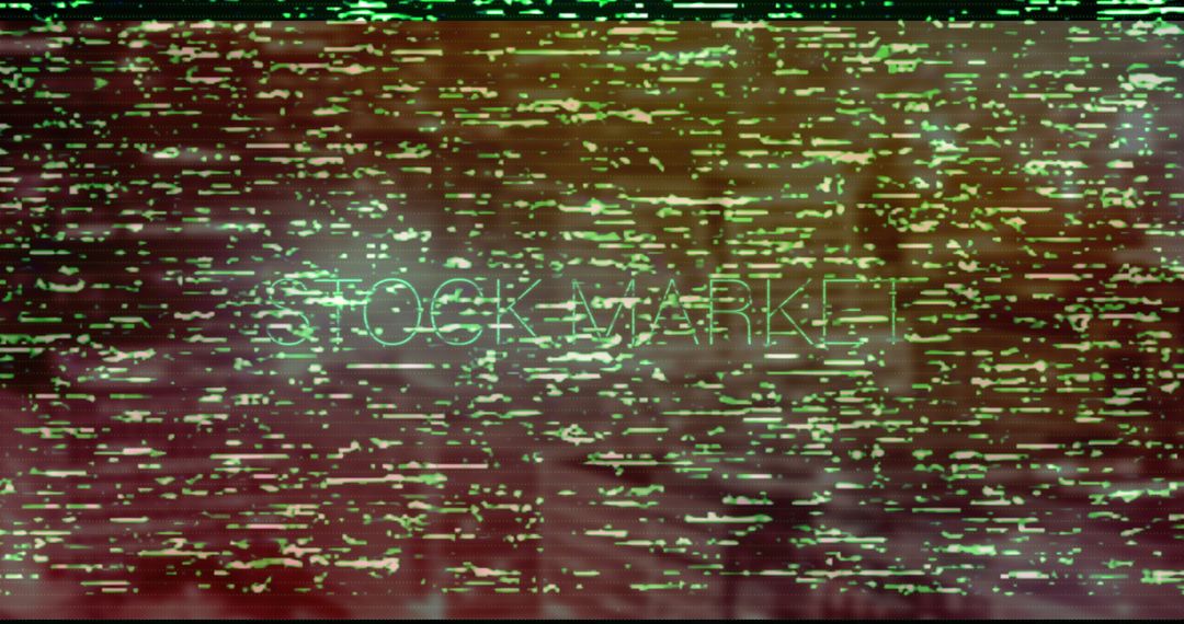 Glitching Stock Market Text on Digital Screen Interface