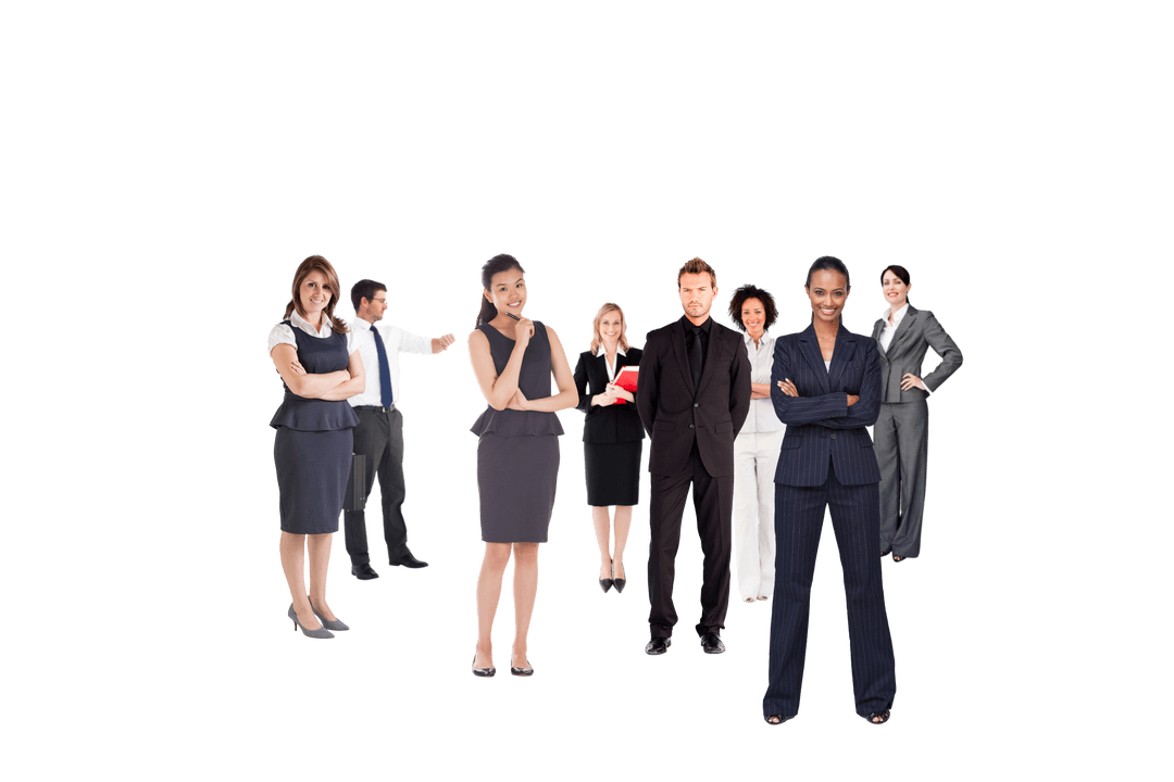 Diverse Team of Business Professionals on Transparent Background