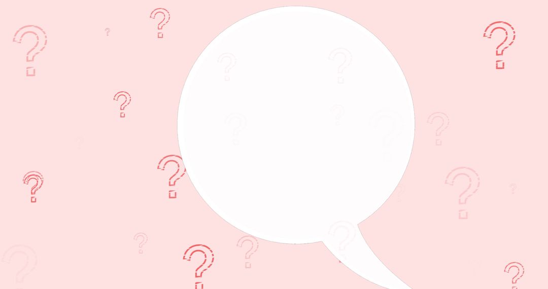 Speech Bubble Overlaid on Question Marks on Pink Background