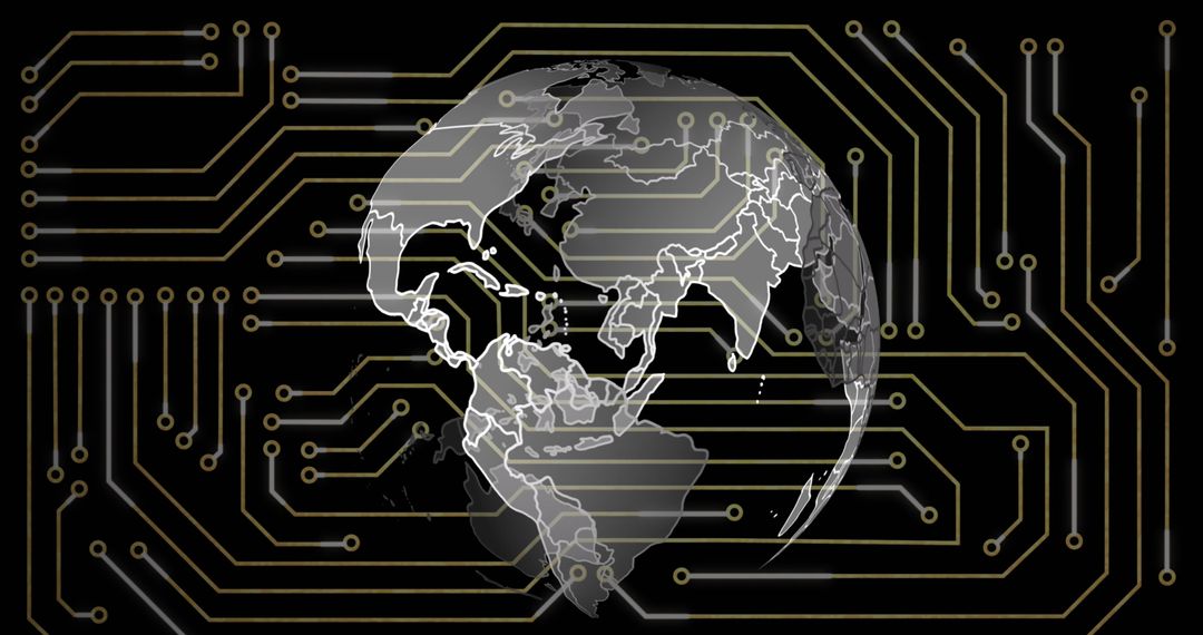 Futuristic Globe with Digital Microcircuit Connections
