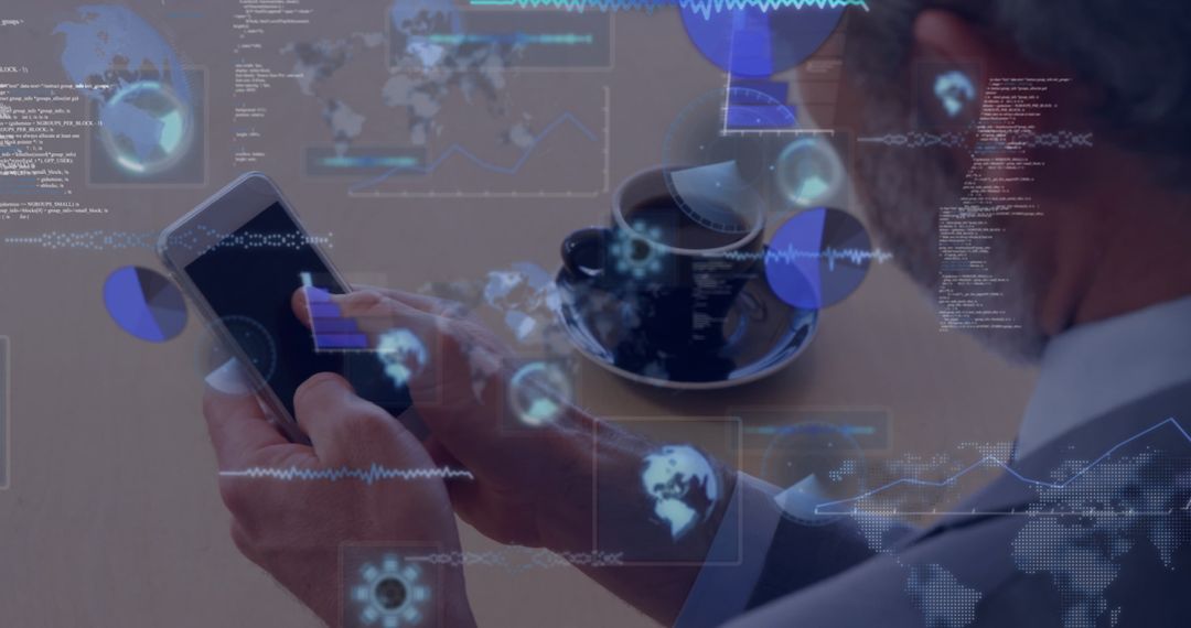 Business Professional Analyzing Data on Smartphone in Modern Setting