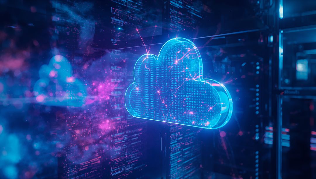 Futuristic Neon Cloud Technology in Modern Server Room
