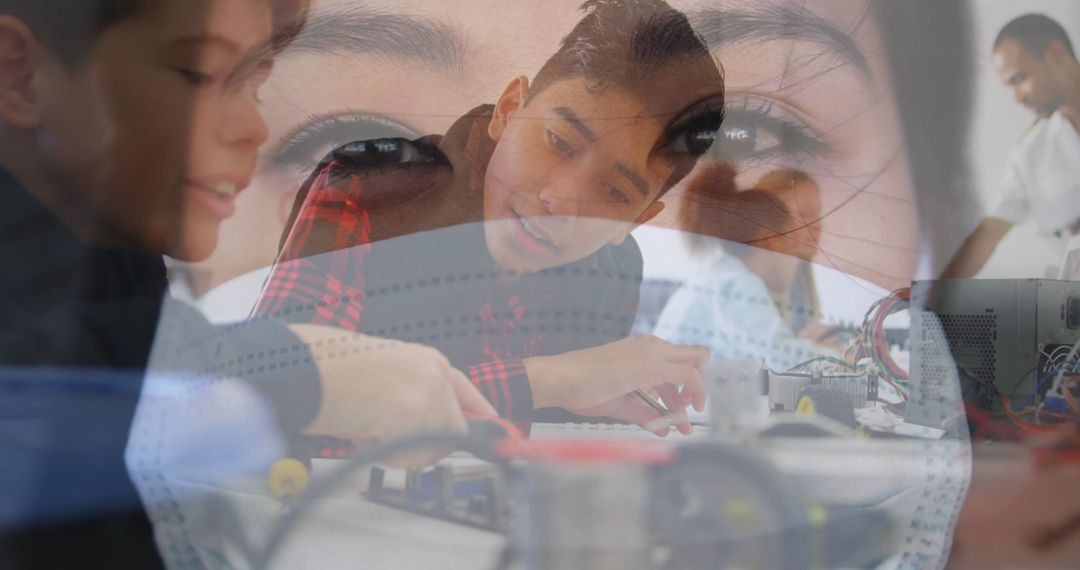 Multi-ethnic Kids Learning in Classroom During Pandemic with Teacher