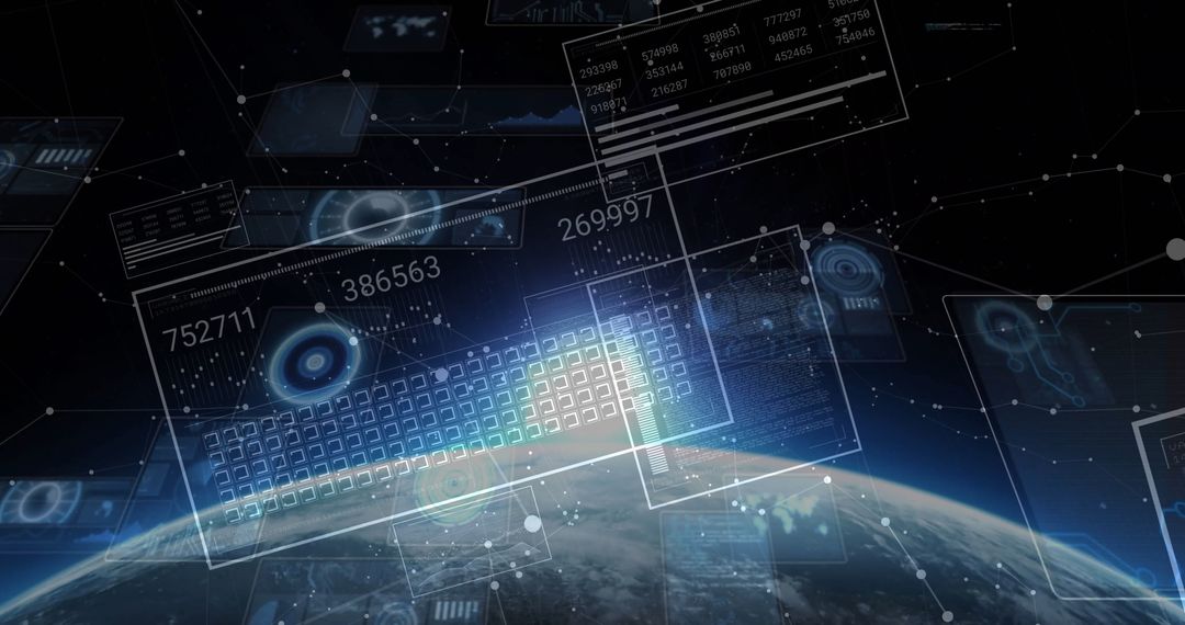 Futuristic Data Visualization Over Earth Horizon