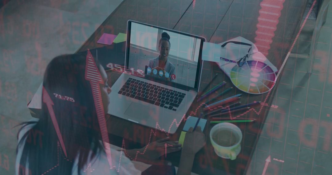 Creative Professional Virtual Network Meeting with Financial Analytics