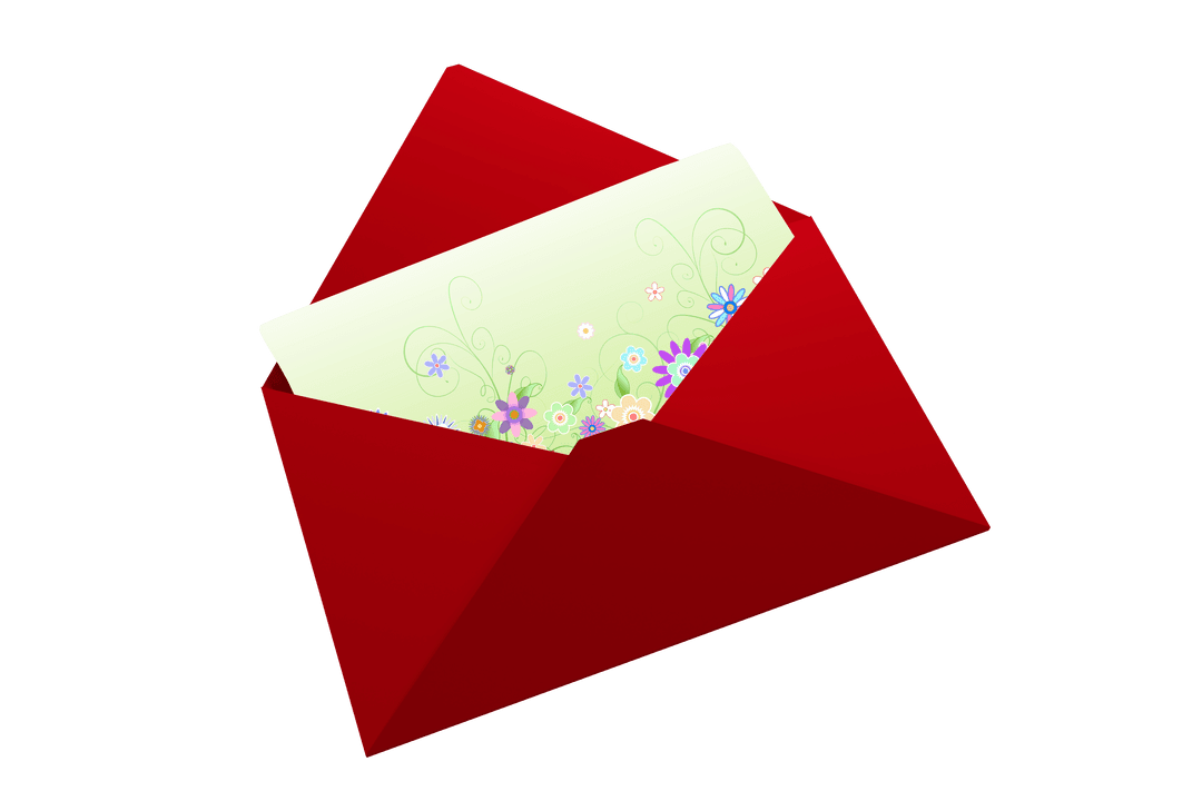 Red Transparent Envelope Holding Delightful Floral Invitation Card