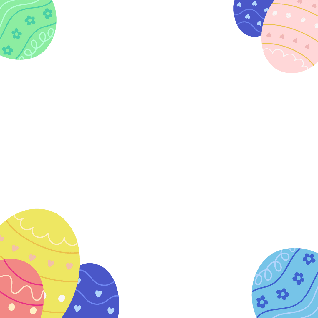 Transparent Background Framed by Pastel Easter Eggs in Flat Design