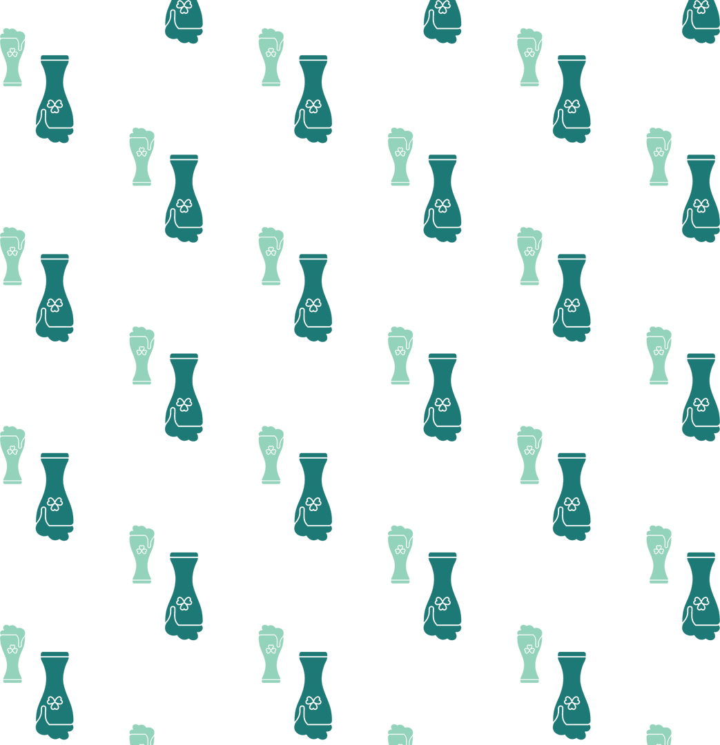 Seamless Green Beer Glasses Pattern on Transparent