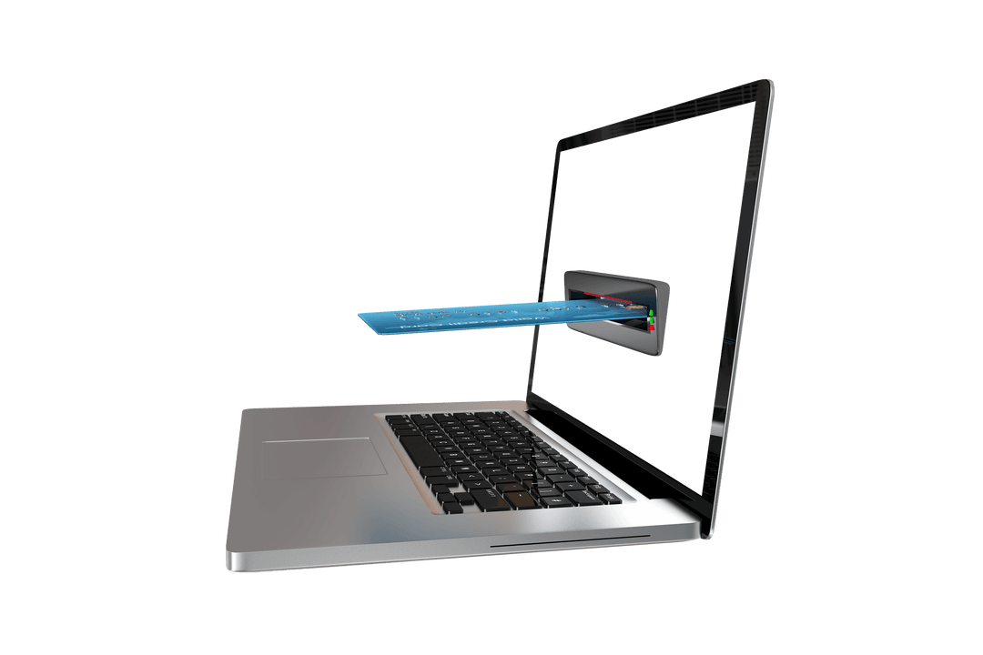 Transparent Laptop with Credit Card Illustrating Online Payment