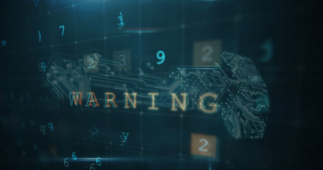 Digital Warning Display Amidst Floating Numerical Codes