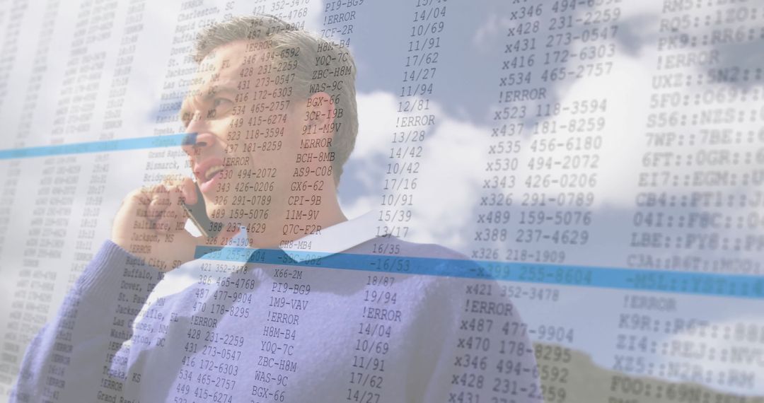 Business Professional with Smartphone and Data Overlay