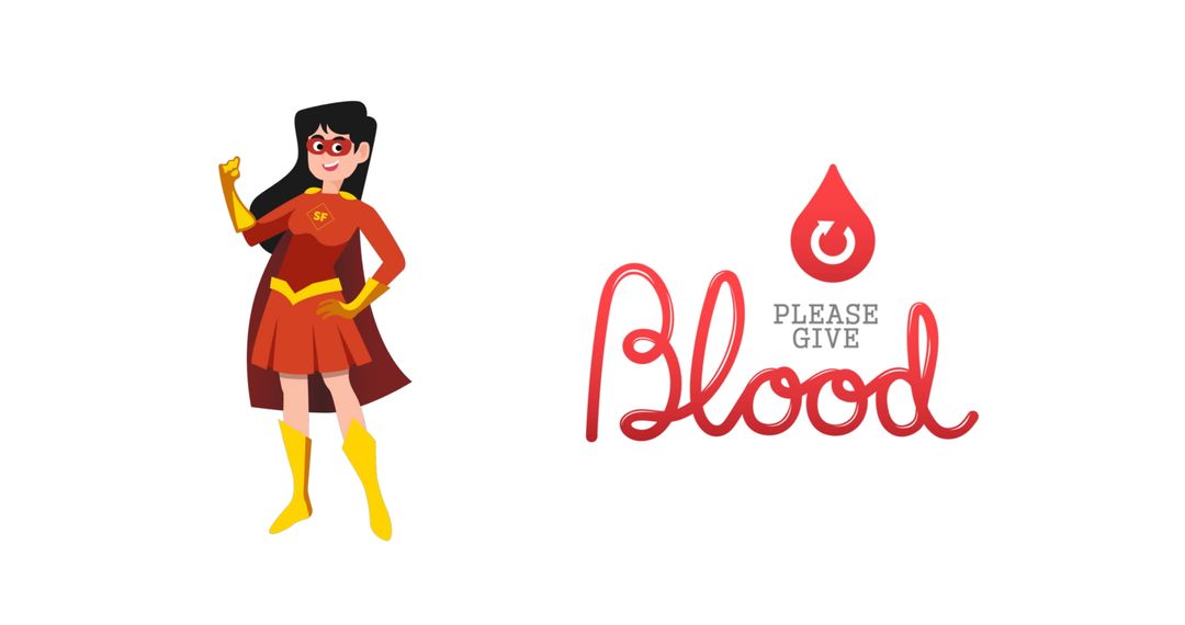 Superhero Character Encouraging Blood Donation With Slogan - Free Images, Stock Photos and Pictures on Pikwizard.com