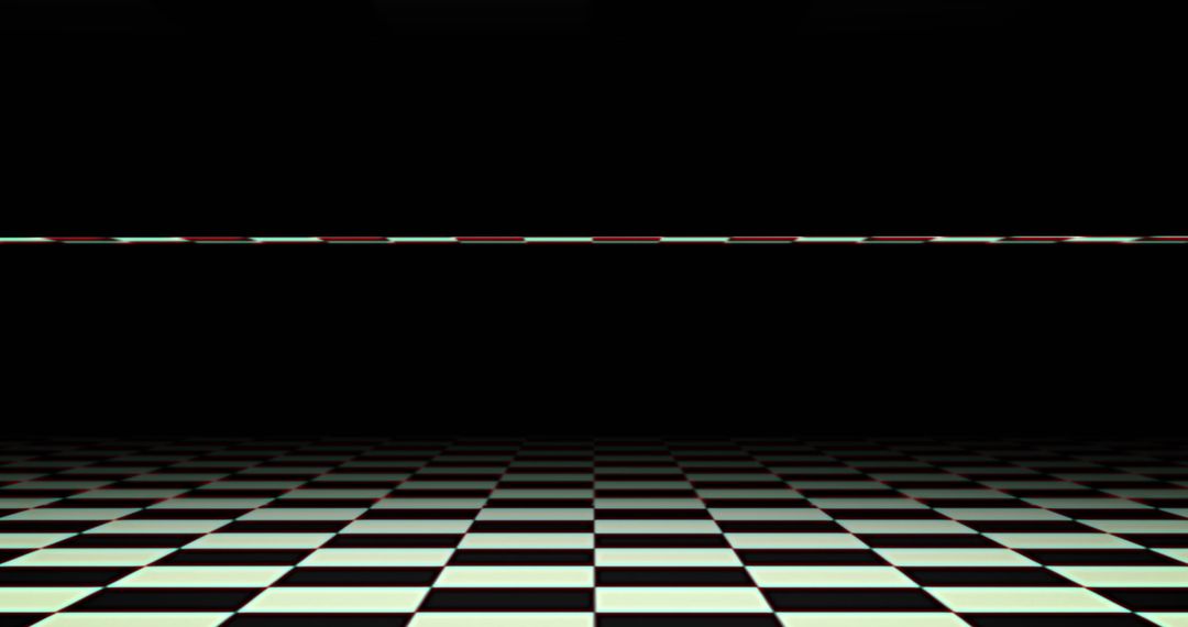 Surreal Checkered Floor with Floating Stripes