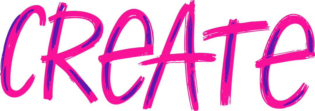 Stylish Pink Brushstroke CREATE Typography on Transparent Background