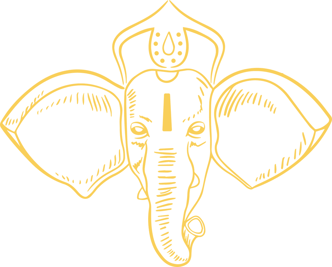 Stylized Yellow Line Art Elephant Head Transparent Ornament