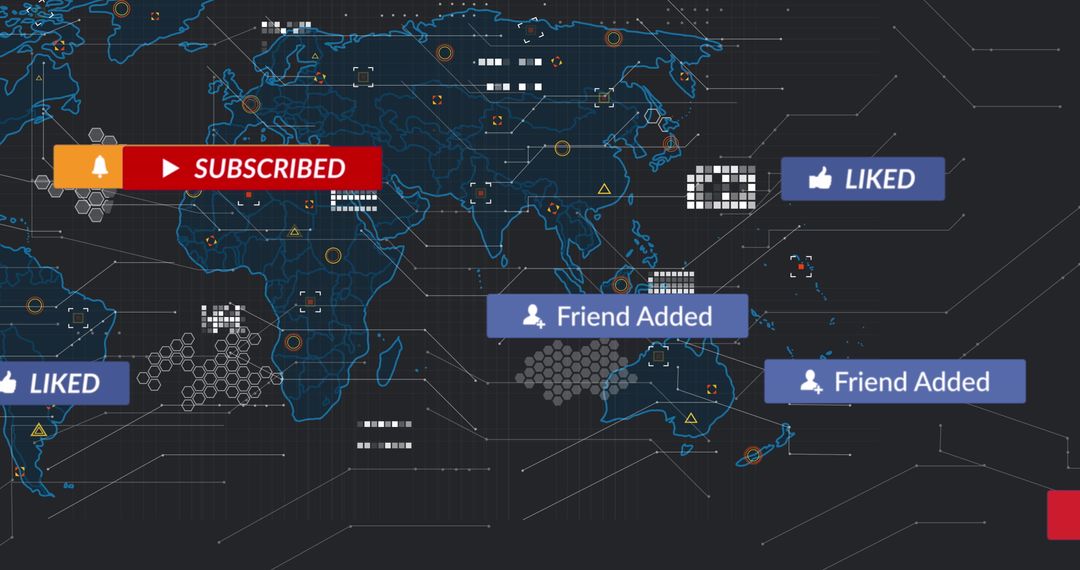 Digital Notifications on Global Tech Map Background