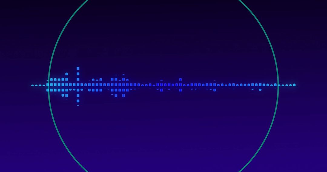 Abstract Blue and Green Sound Wave on Dark Background