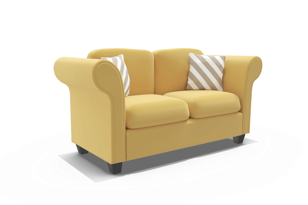 Transparent Yellow Sofa with Cushions Side View