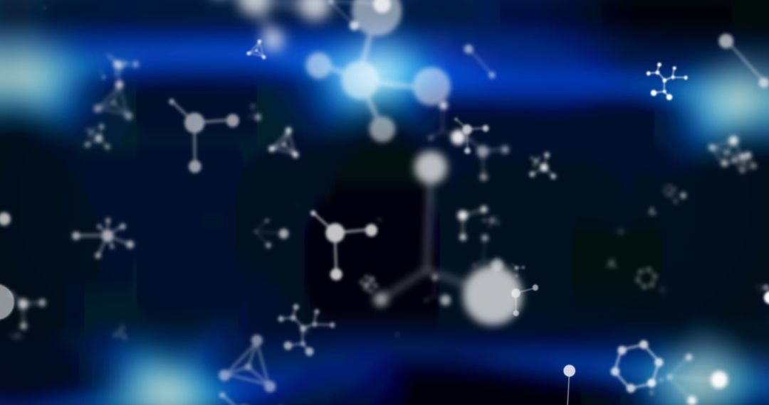 Floating Molecules on Blue Background Signifying Sci-Tech Innovations