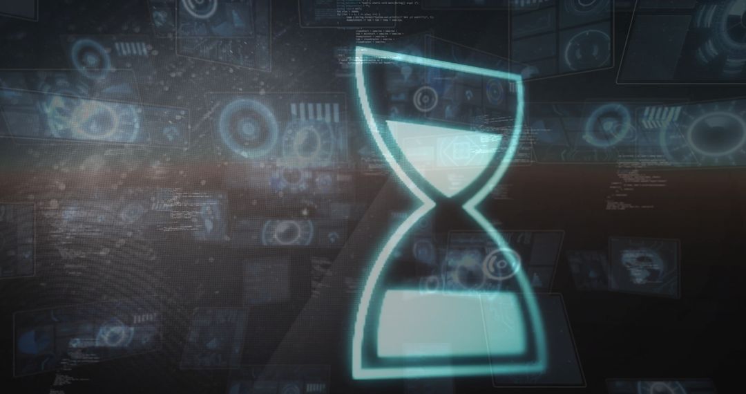 Futuristic Hourglass and Digital Interface Elements