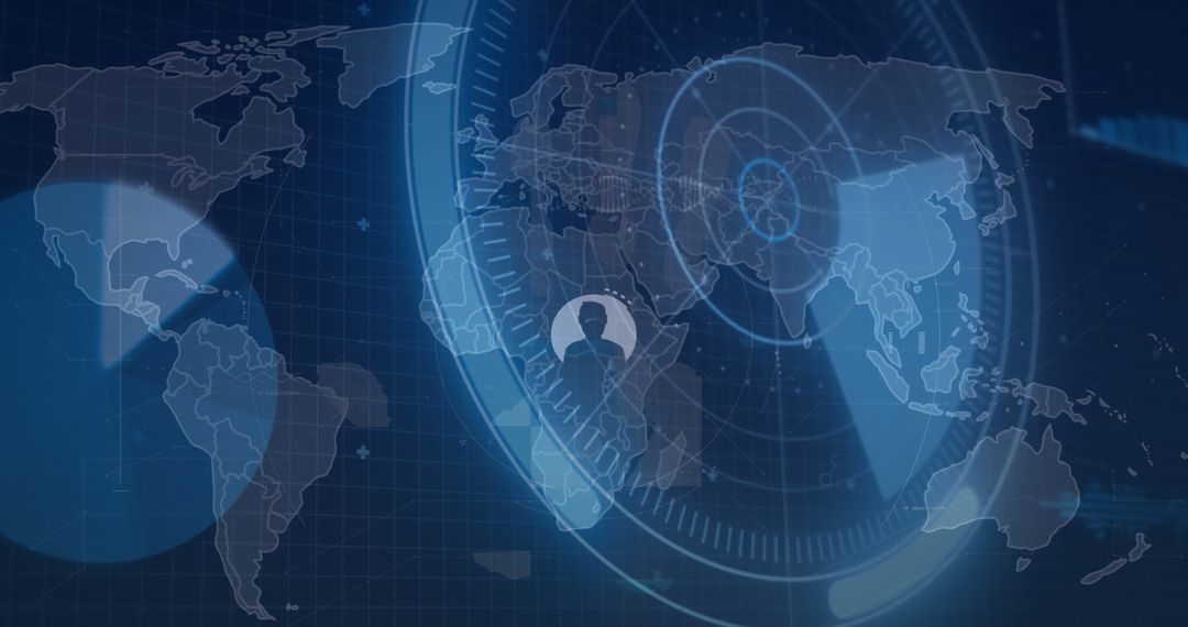 Digital Global Network with Interface Elements Overlay